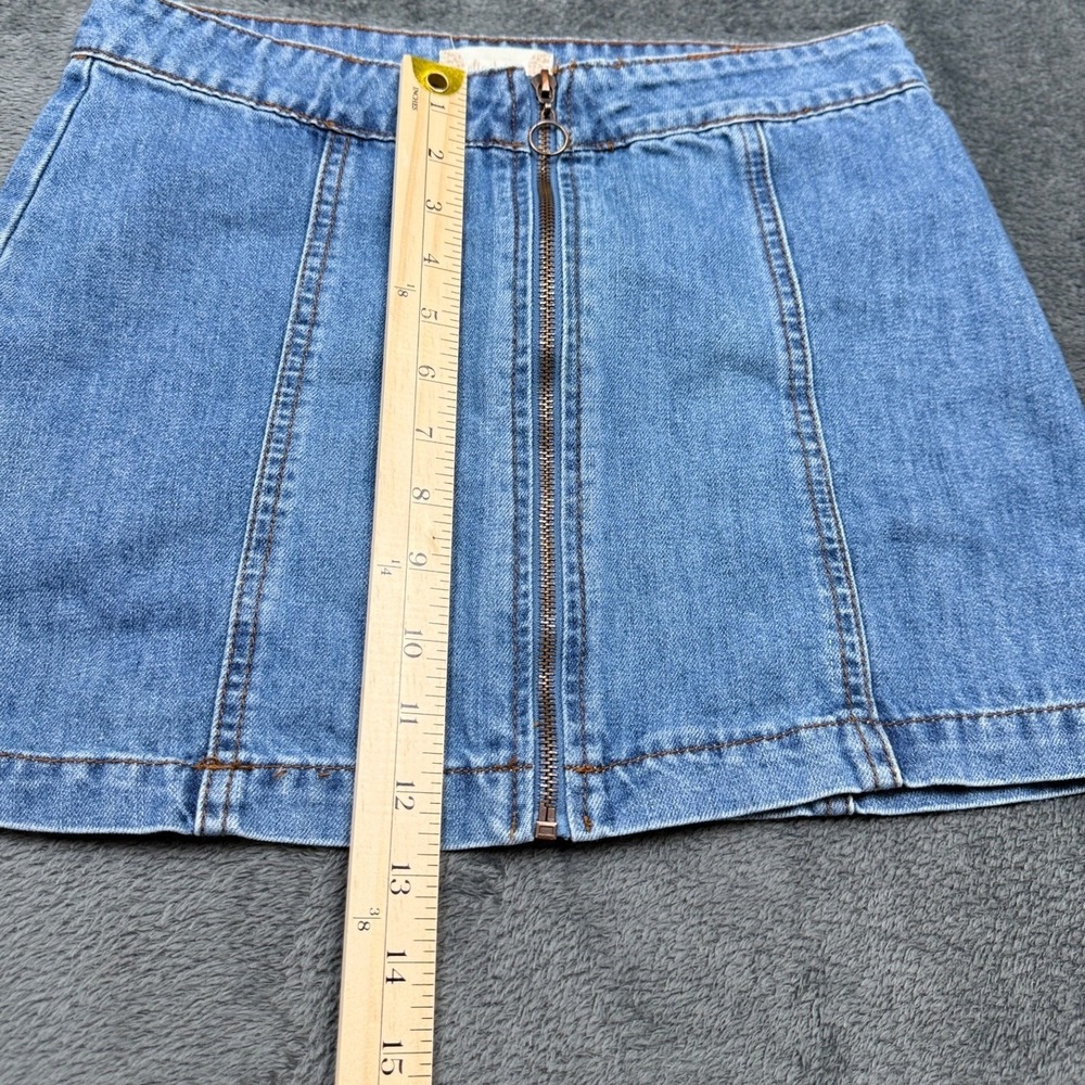 Altar'd State Zipper Front Denim Mini Skirt-Size Extra Small - Picture 6 of 10